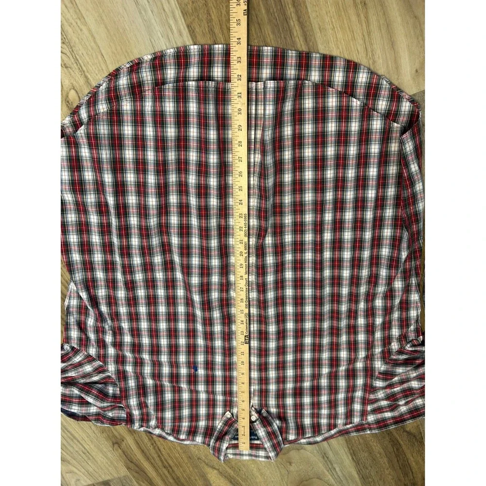 Polo Ralph Lauren Blake Shirt Mens XXL Red White Blue Plaid‎ Cotton Button Down